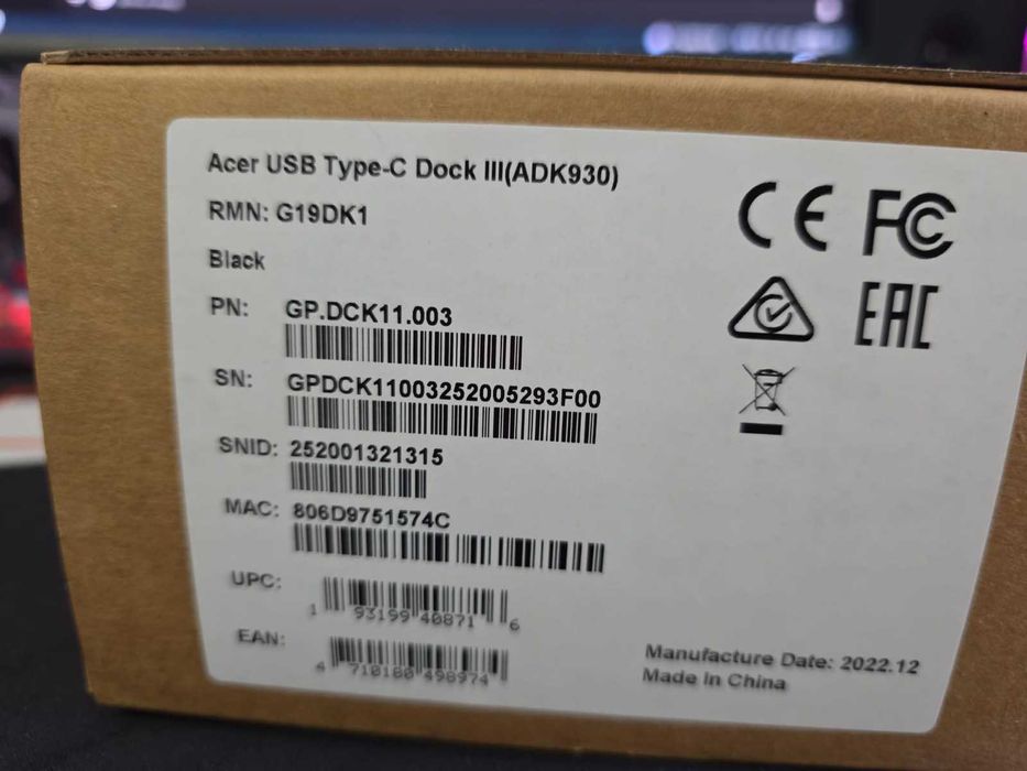 Pachet 10 x Acer USB Type C Dock III NOU