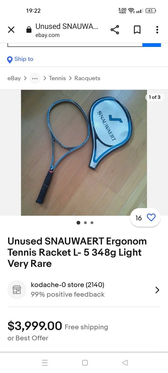 Racheta tenis Snauwaert ergonom!