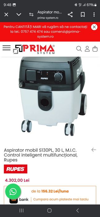 Aspirator profesional Rupes