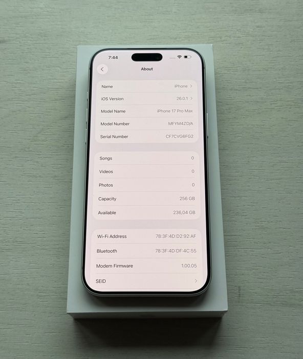 24м. Гаранция iPhone 17 Pro Max 256 Gb Silver
