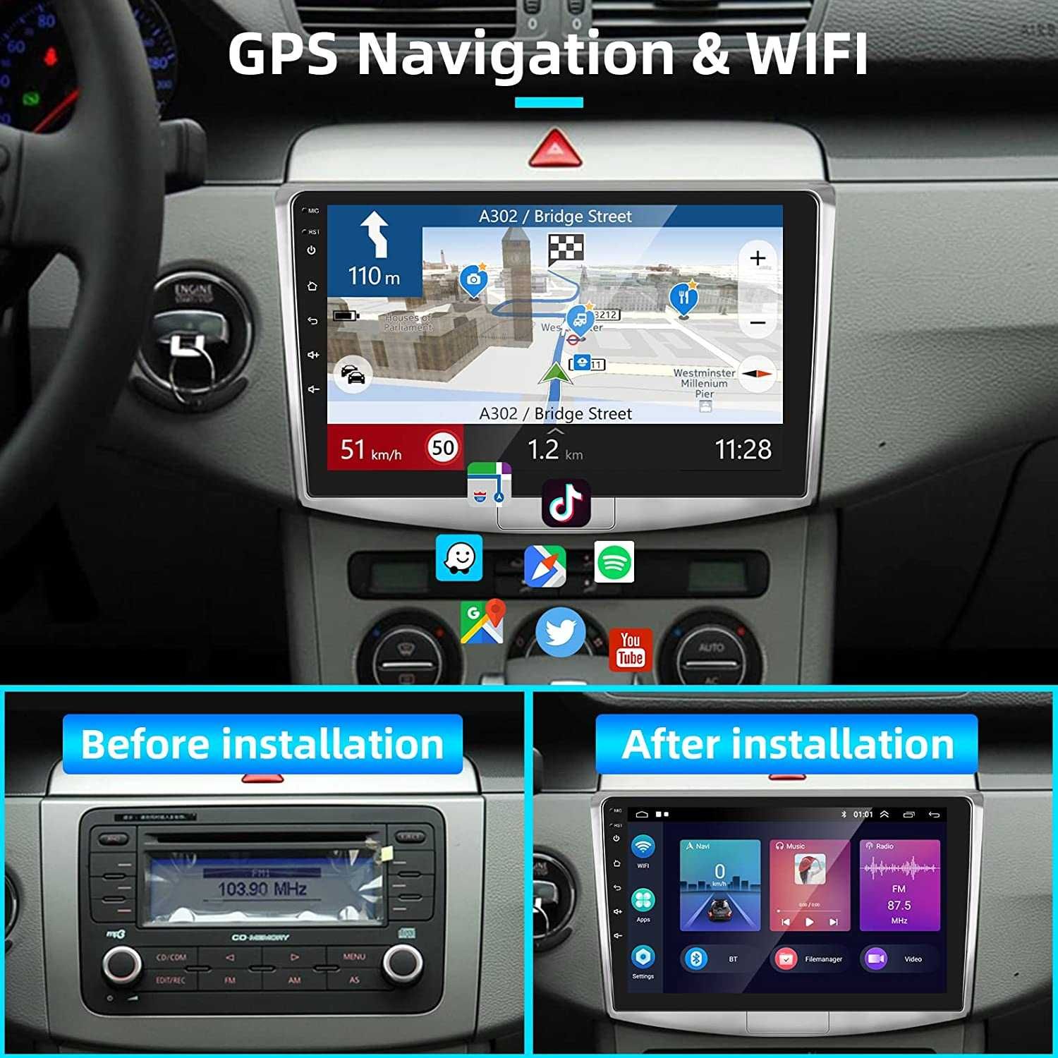 Мултимедия за VW Magotan CC PASSAT B7 B6 Android Навигация двоен дин 2