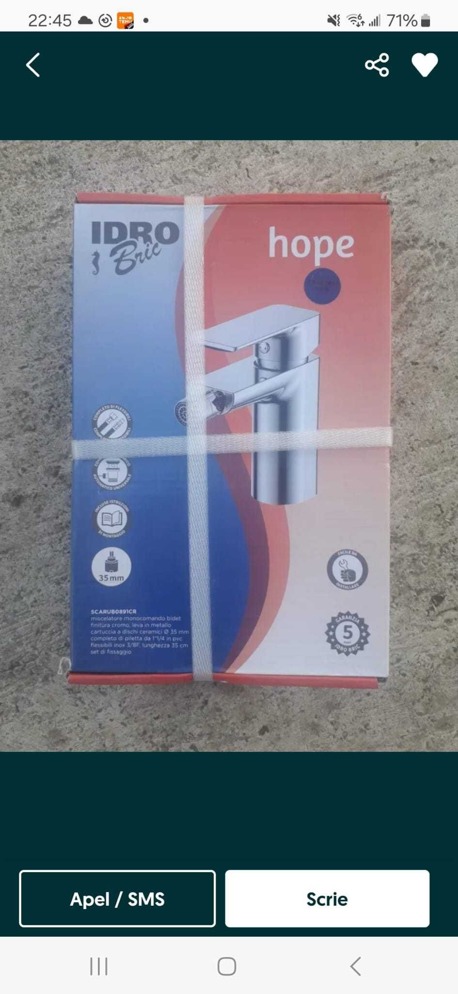 Baterie baie pentru bideu