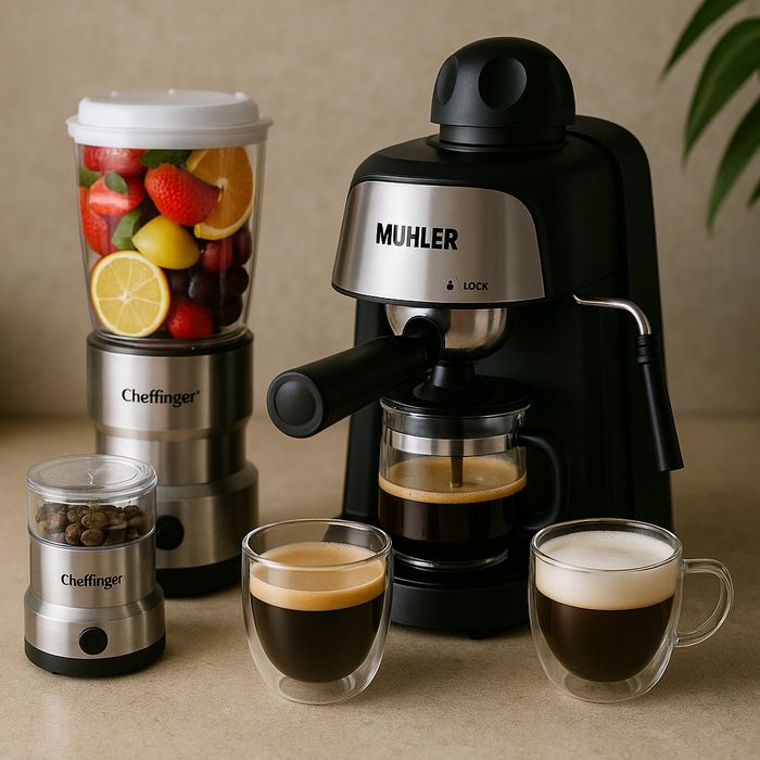 Еспресо машина Muhler MCM,+2-в-1 блендер и мелачка