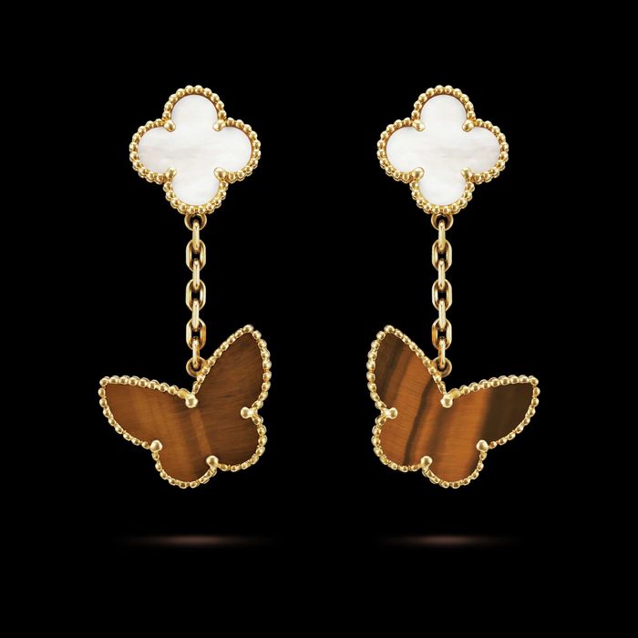 Van Cleef & Arpels VCA 2 Butterfly Clover Lucky Alhambra Дамски Обеци