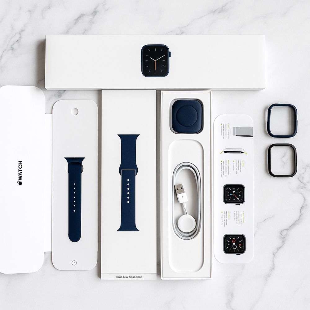 Apple Watch Series 6, 40 мм, Син алуминиев корпус, Каишка Deep Navy