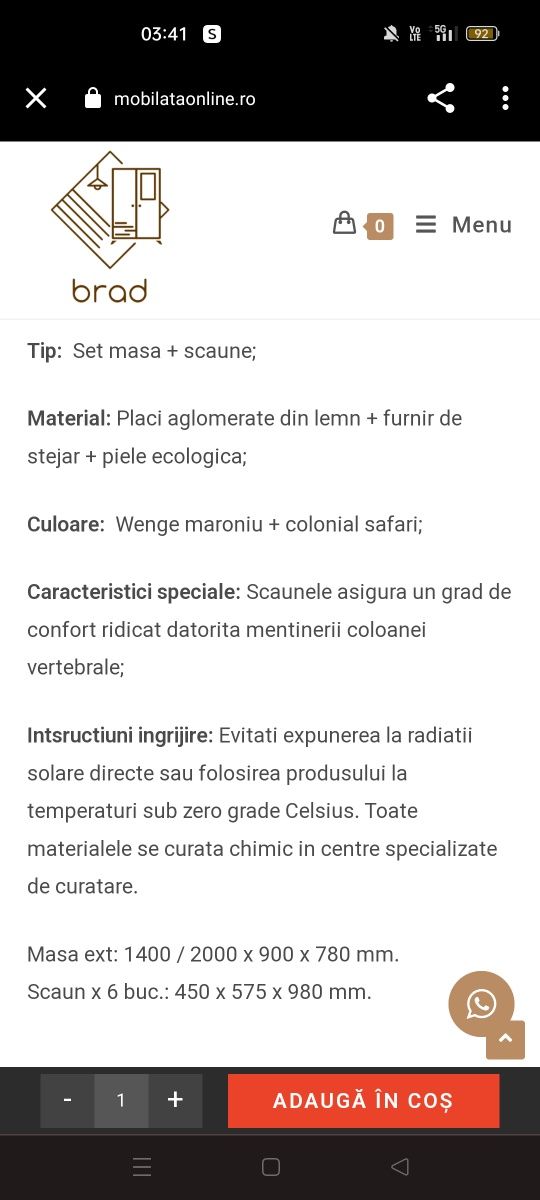 Vând masa extensibila și 6 scaune