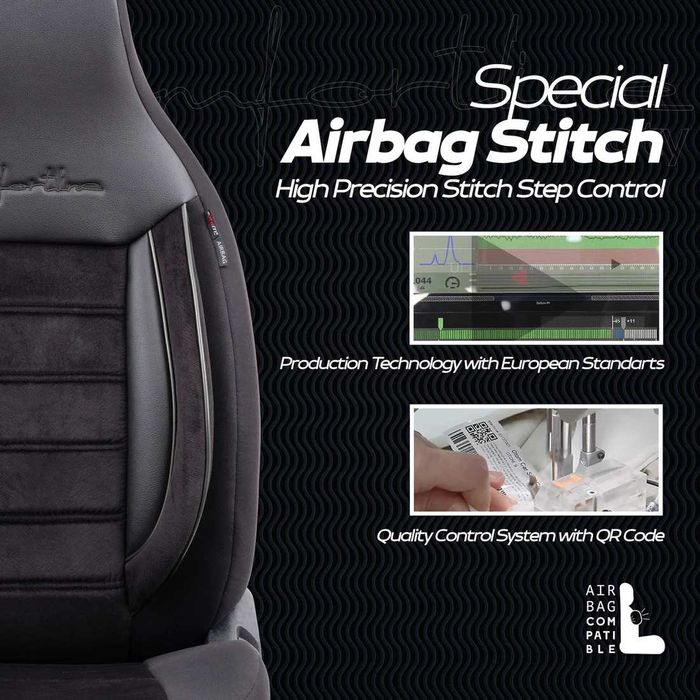 Тапицерия OTOM-Comfortline – Черно, с Алкантара, (За малки автомобили)