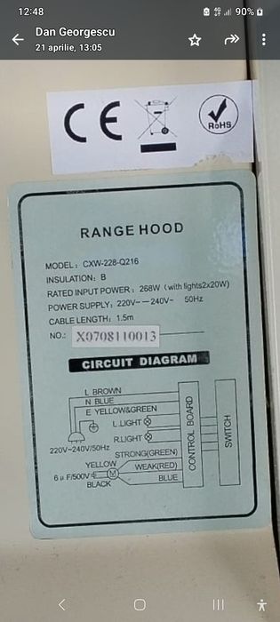 Vând Hota LDK - model: CXW-228-Q216