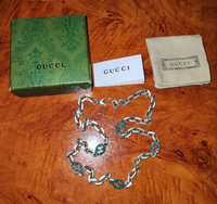 Colier Gucci Original Argint 925 Interlocking G Silver and Blue Enamel