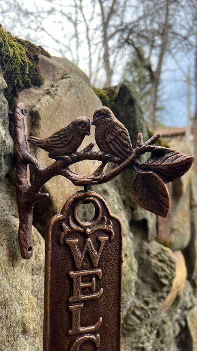 Голяма Немска, декоративна въртяща табела Welcome, 40см– Чугун