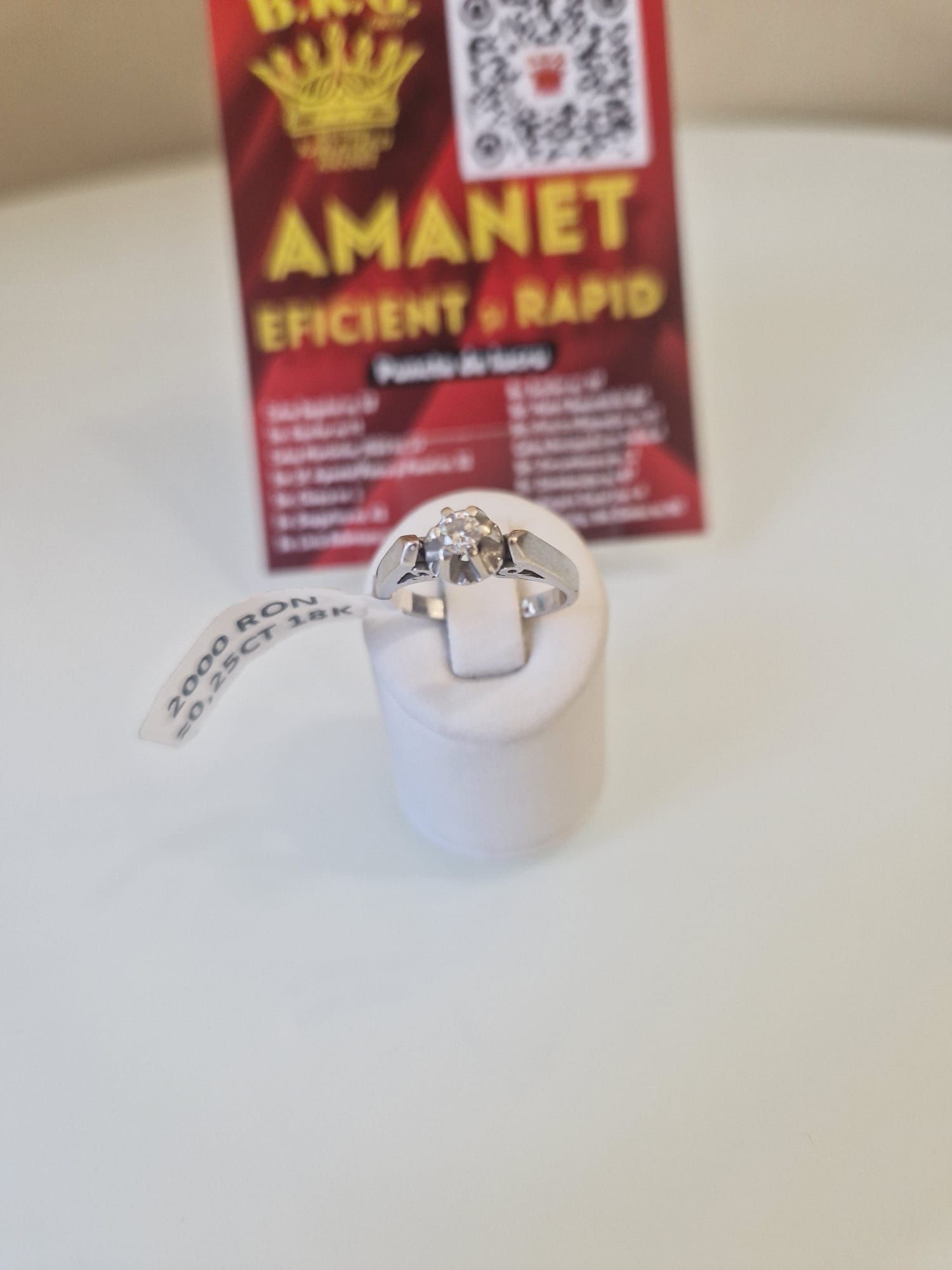 Inel de aur alb 18k cu diamant Amanet BKG