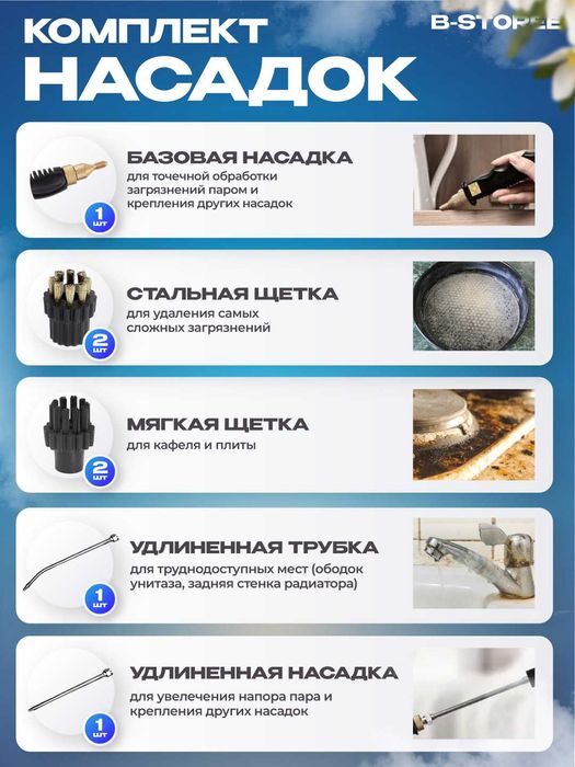 Пароочиститель 20 насадок,оптом
