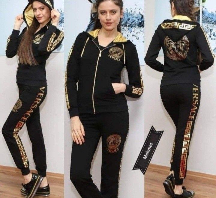 Trening Versace dama logo auriu,pantaloni conici