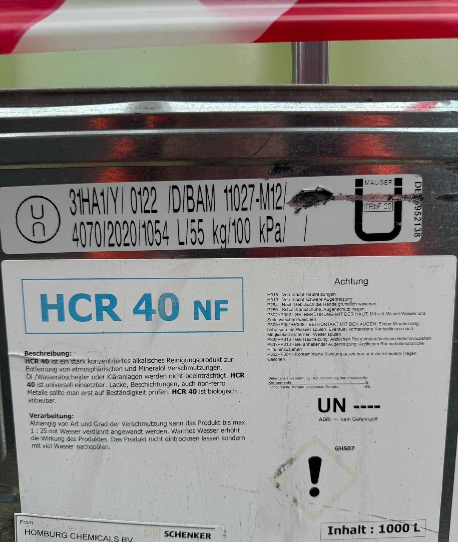 HCR 40 NF Produs de curatare alcalin concentrat