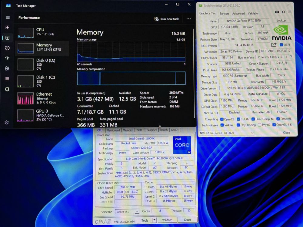 PC Gaming RTX 3070 i9 11900k
