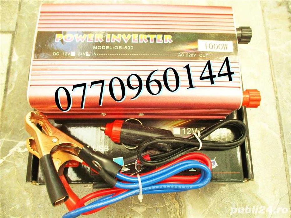 Invertor Incarcator auto 80W/200W 12V/24V priza 220V Inverter putere