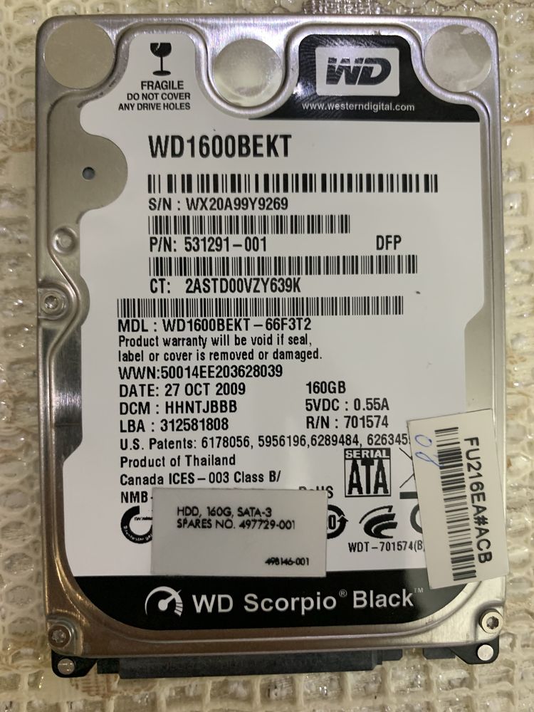 Western Digital HDD 2.5”, 160 Gb, SATA III