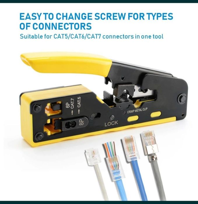 Обжимник RJ45, RJ11 сквозной с функцией зачистки изоляции и брезки