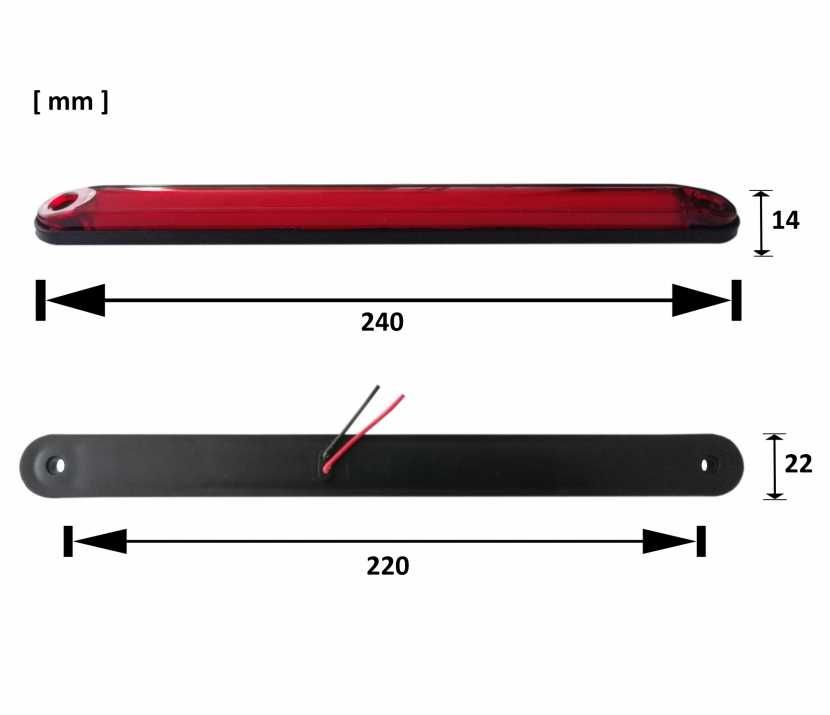 LED ЛЕД Диоден Габарит Маркер с Неон Ефект Червен 12V-24V 24 см