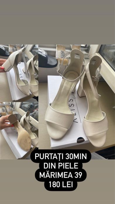 Sandale cu toc din piele / 3 perechi in postare / sandale mireasa