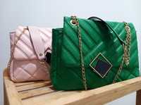 Дамска чанта в зелено и розово