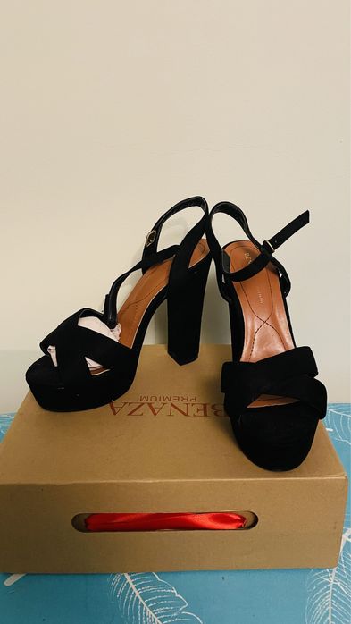 Sandale cu toc negre marimea 37 Benaza Premium