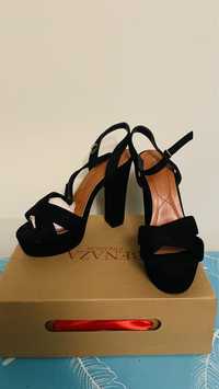 Sandale cu toc negre marimea 37 Benaza Premium