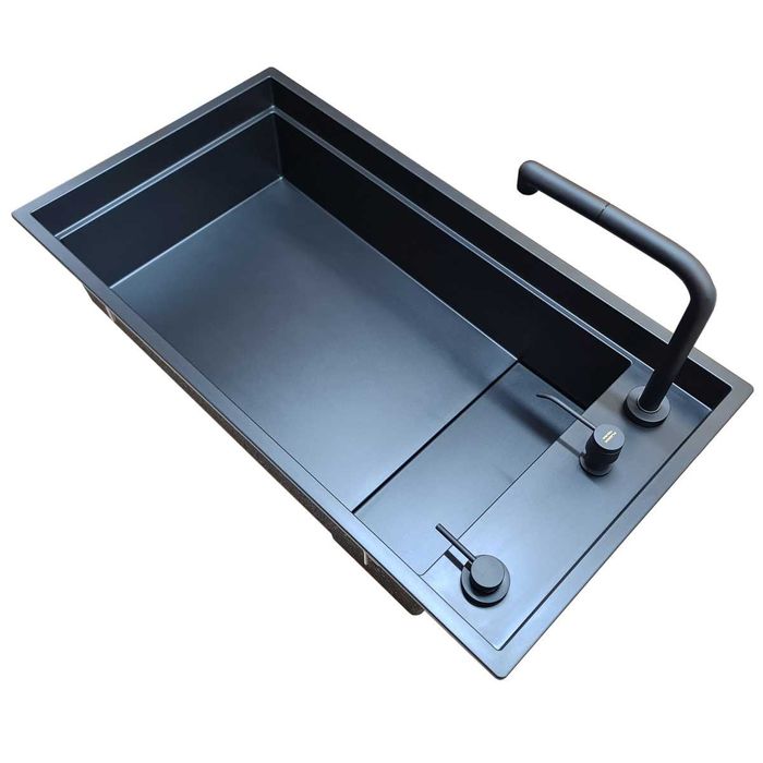 Chiuveta bucatarie compozit Elleci Dialogo 360 negru mat 860x460x220mm