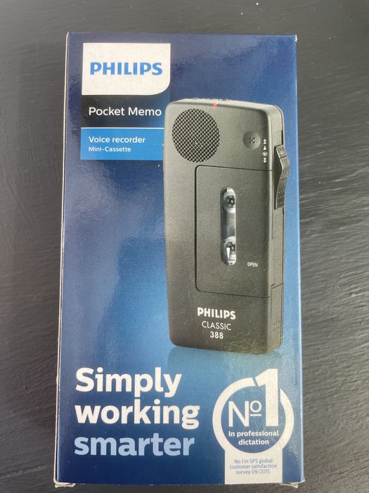 Philips Pocket Memo 388 Slide Switch Mini Cassette Dictation Recorder