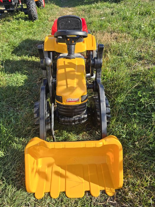 Tractor (excavator) cu pedale pentru copii cu remorcă (ca nou)