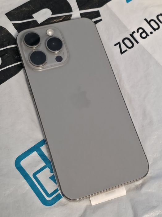 КАТО НОВ 256GB iPhone 15 Pro Max Зора Гаранция 2025г. Natural / Сив