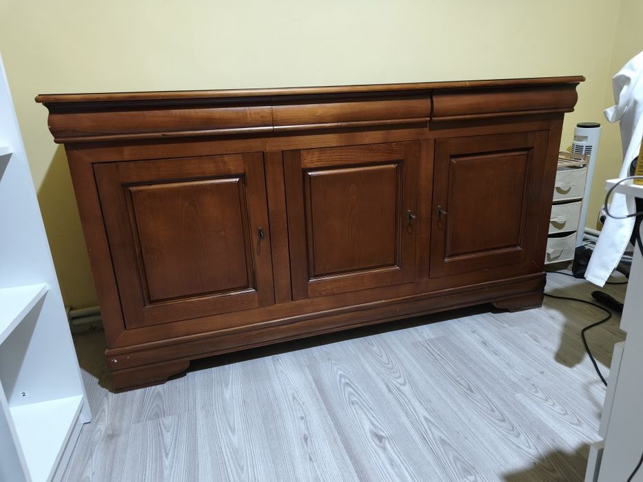 Comoda Bufet LOUIS PHILIPPE Mobexpert, 3 uși, Lemn Masiv Fag, Cires