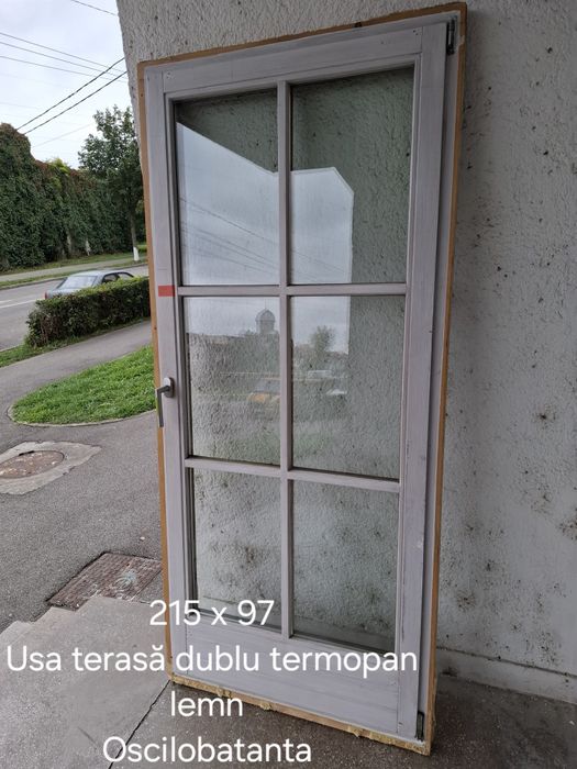 Usi terasă dublu termopan oscilo lemn