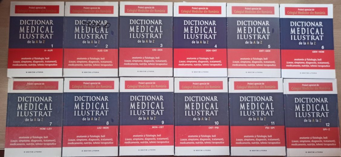Colectie completa 12 volume "Dictionar medical ilustrat de la A la Z"