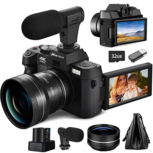 Цифрова камера Monitech за фотография и видео, 4K 48MP камера за влог