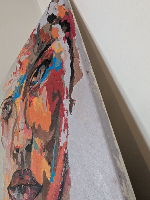 Tablou in ulei chip feminin 39x49 cm buze ochi canvas pictura pictat