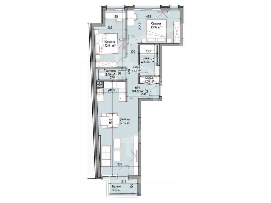 Продава се Тристаен апартамент в София, Подуяне - 107 кв.м за 2194 €/кв.м - Снимка #2