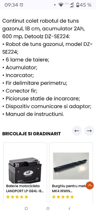 Robot tuns gazon DETOOLZ DZ-SE 224