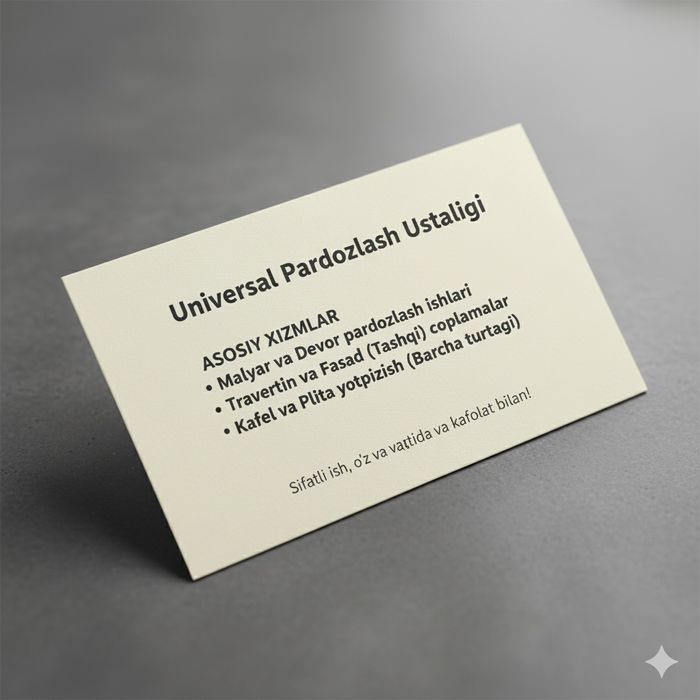 Kafil sokil ishlarini qilamiz