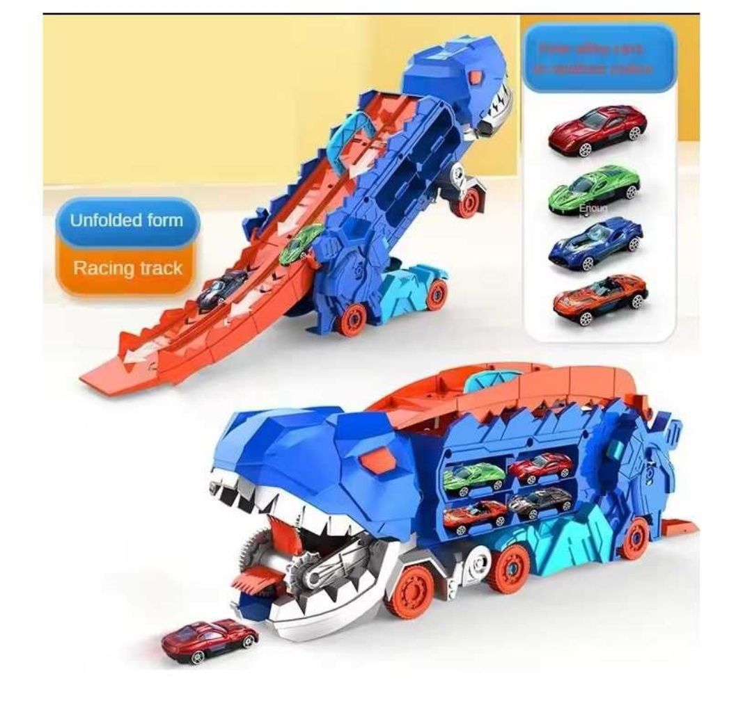 Писта-камион RS Toys - Динозавър, с две колички