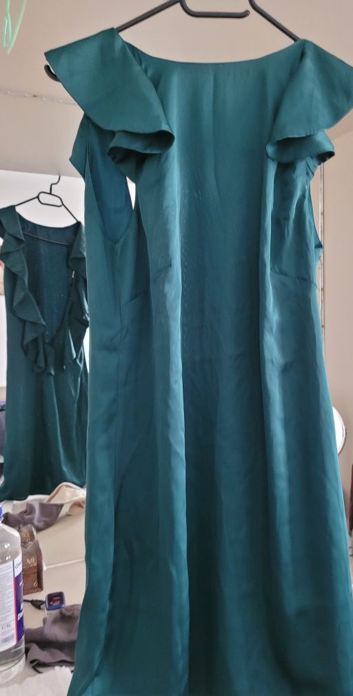 Rochie verde smarald satin H&M 36 S