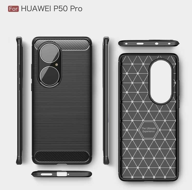 Huawei P50 Pro - Удароустойчив Кейс Гръб CARBON