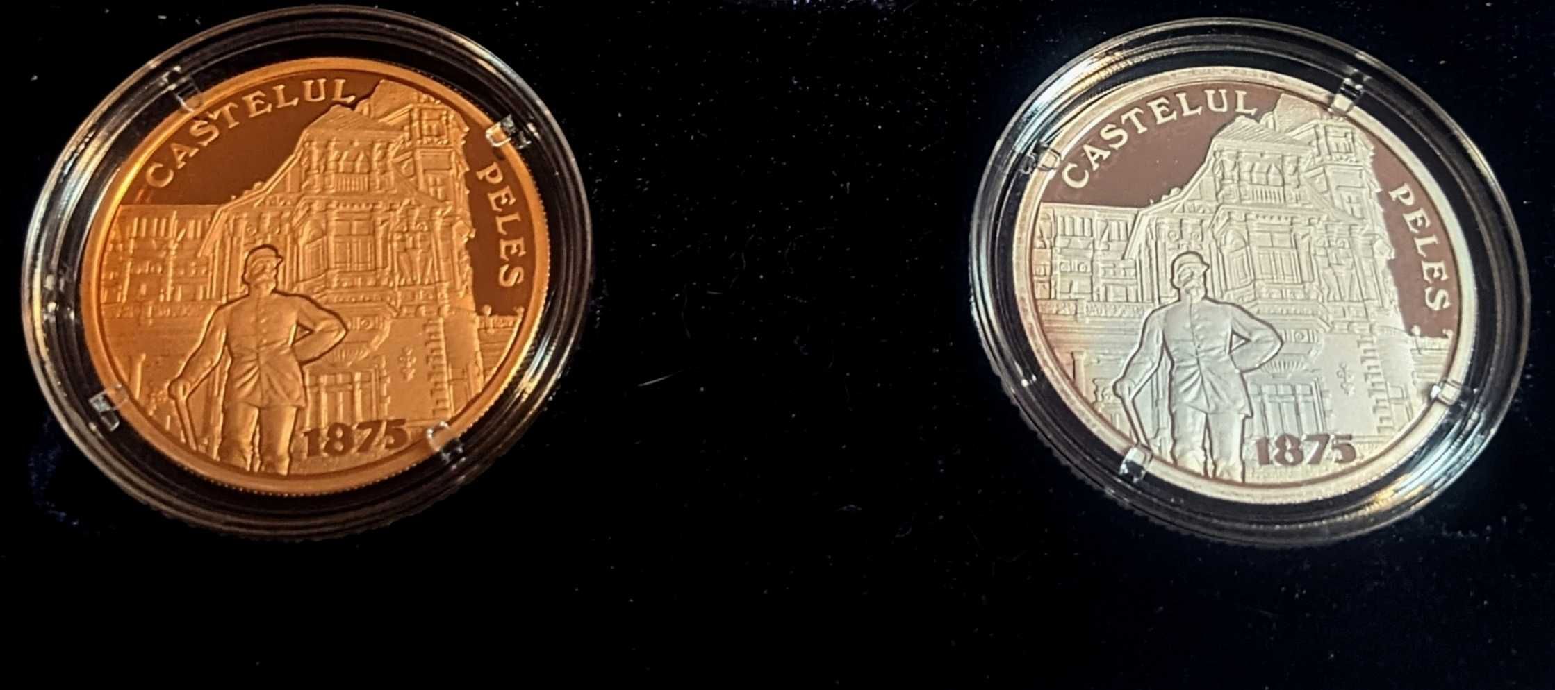Set monede 1+10 lei 2015 BNR argint 999 Castelul Peleș tiraj 150 RAR