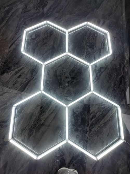 Led honeycomb 5 hexagoane- leduri frizerie, garaj, sala - Aluminiu