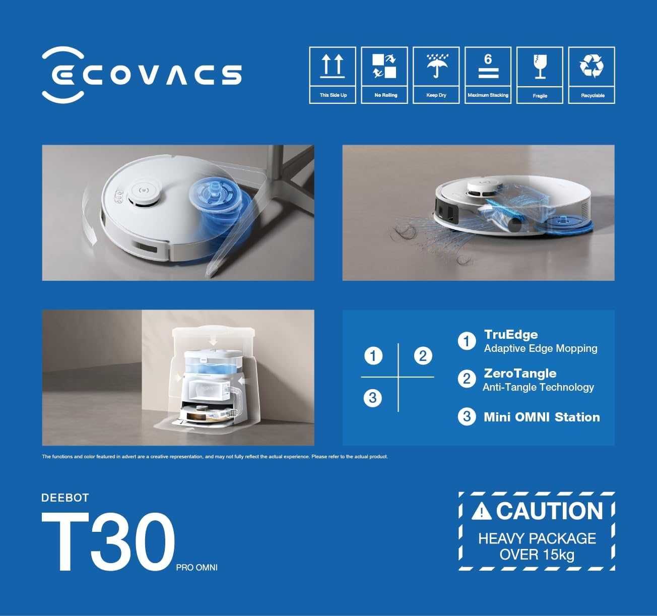 Прахосмукачка робот ECOVACS DEEBOT T30 PRO Omni TrueEdge Mopin 11000PA