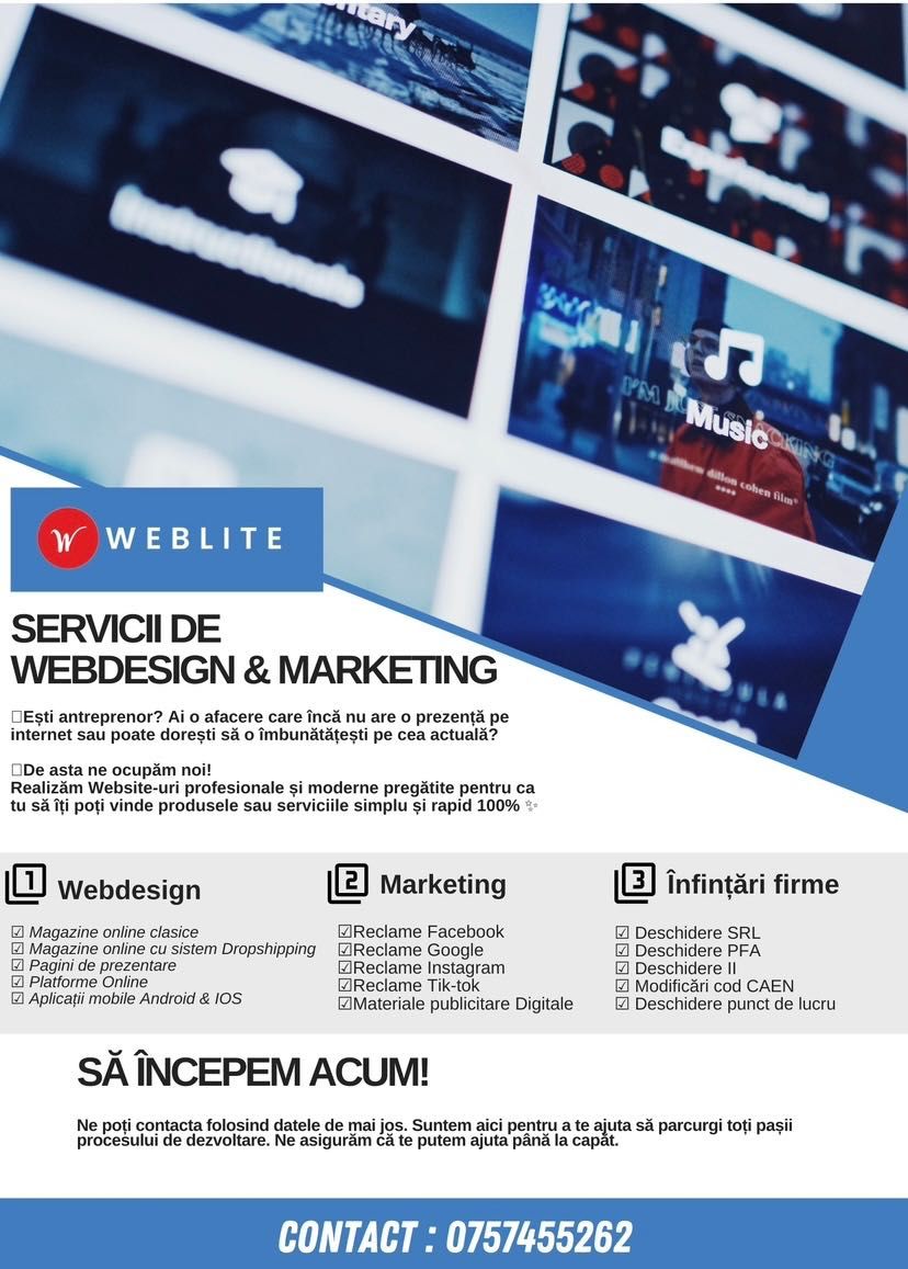 Creăm Magazine Online & Aplicații mobile ( Garanție & Contract )
