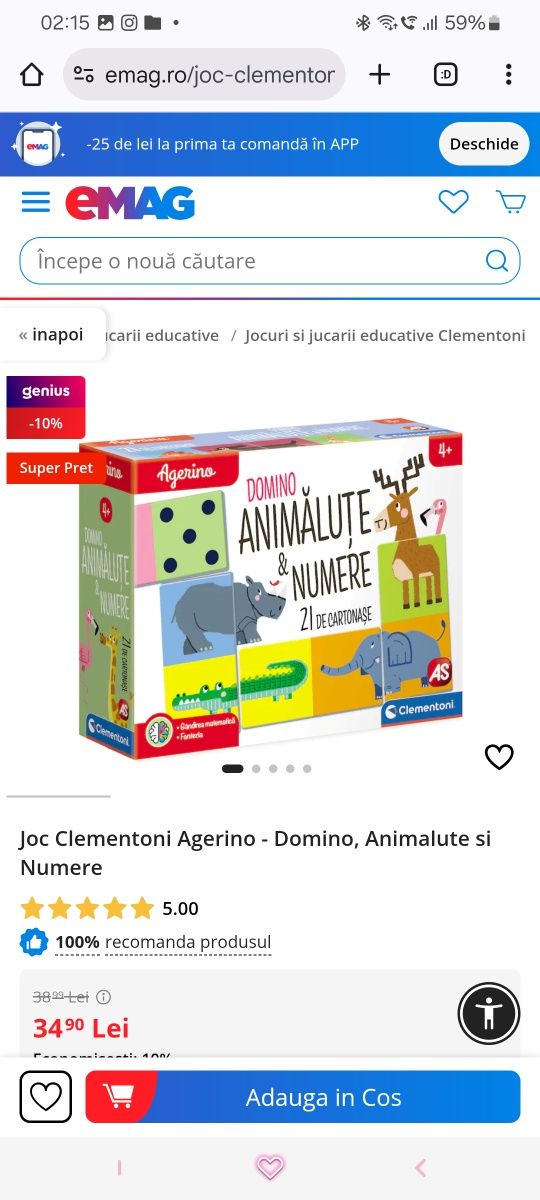 Joc Agerino Domino Animalute si Numere