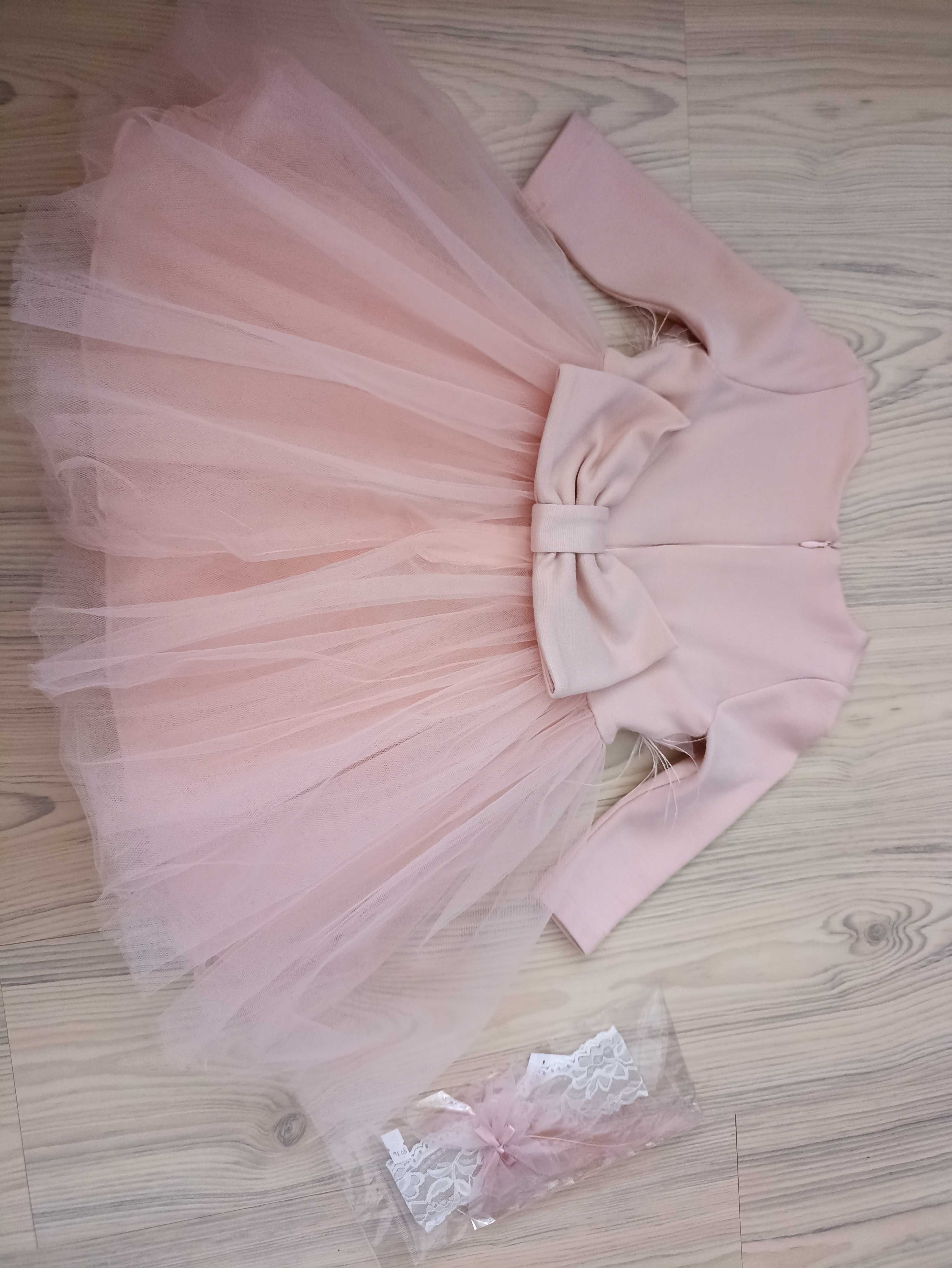 Розова рокля с дълъг ръкав 80 размер Contrast