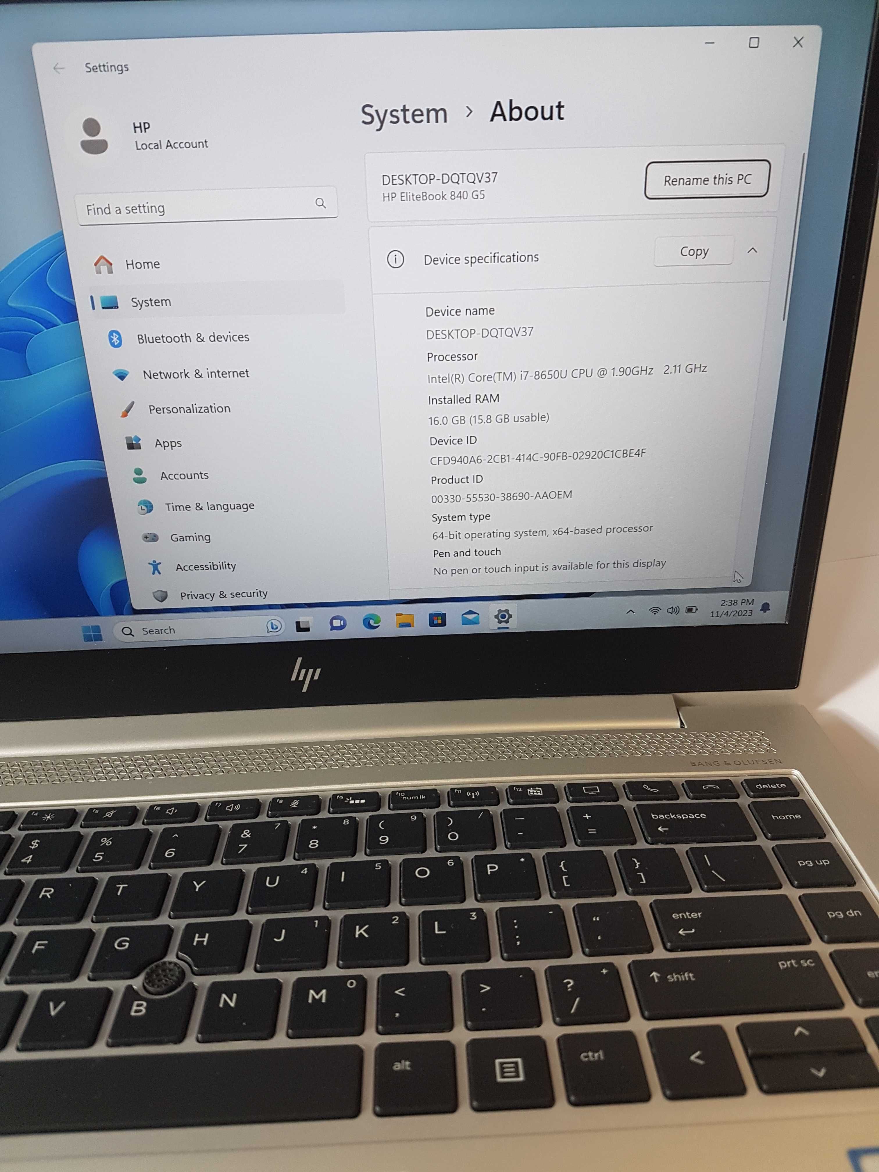 Laptop HP Elitebook 840 G5 i7