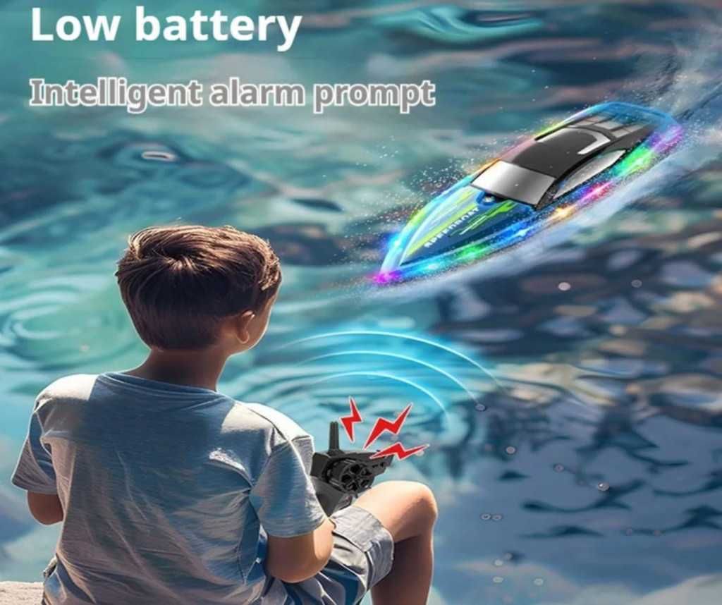 Високоскоростна акумулаторна RC лодка  дистанционно,двоен витло,2.4GHz